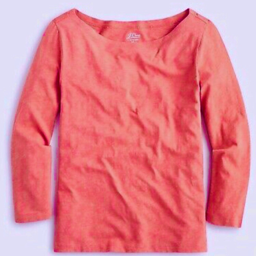 Painter slub cotton boatneck T-shirt coral